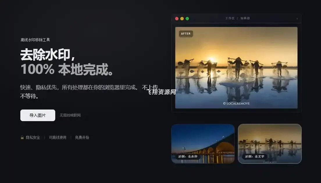 本地AI去水印工具localremove.com