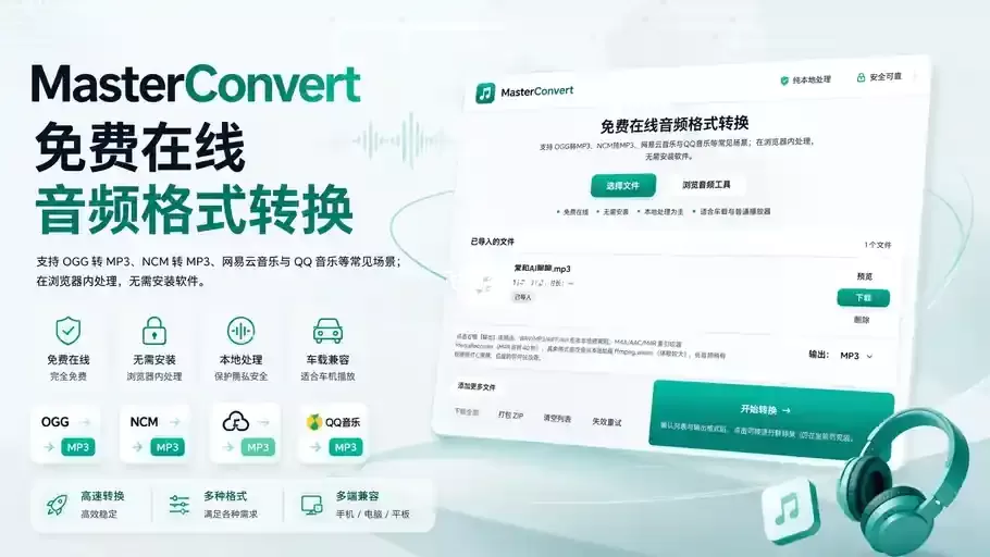免费在线音频格式转换器masterconvert.com
