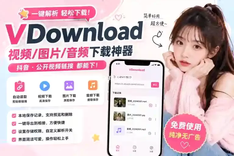 Android抖音公开视频/图片/音频下载工具VDownload