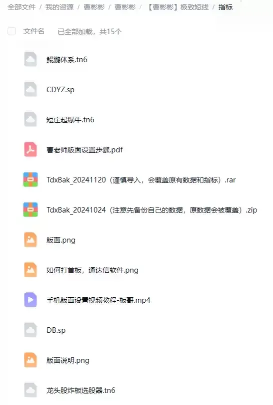 板哥曹彬彬极致短线系统视频课程+小班课+指标资料+课程笔记